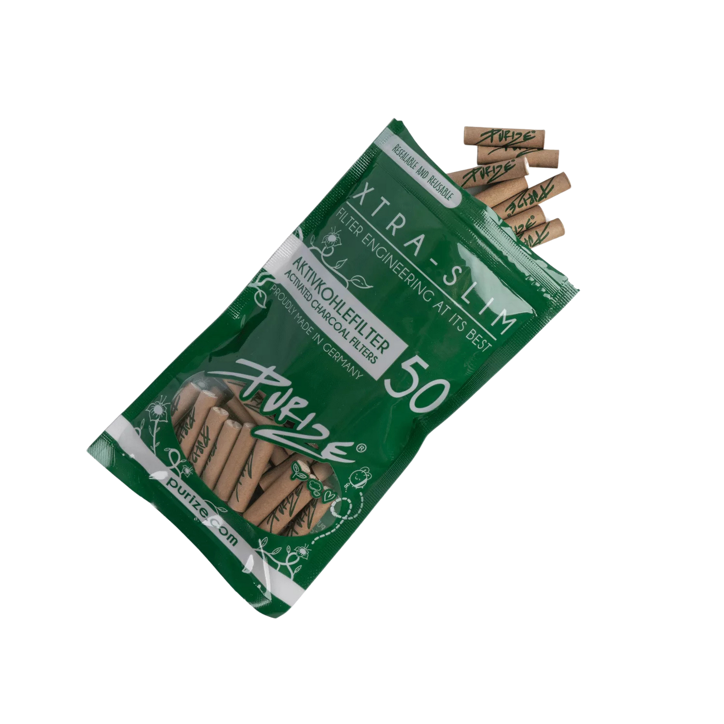 PURIZE® | Xtra Slim Aktivkohlefilter Organic (50Stk.)
